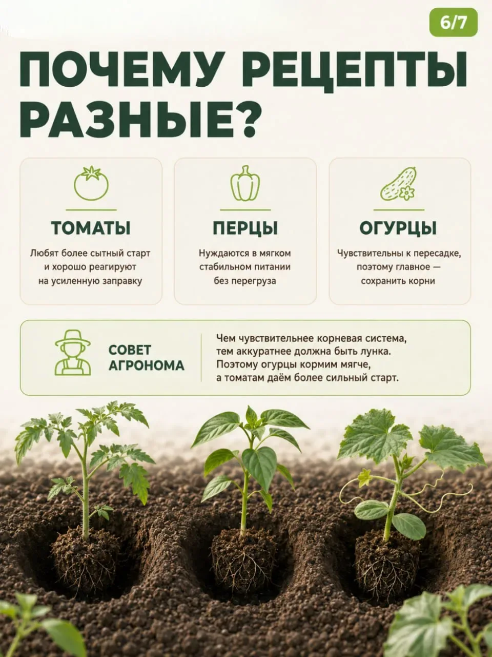 Что положить в лунку перед высадкой? У каждой культуры — свой аппетит! 🍅🥒🫑  Приветствуем, друзья! Се