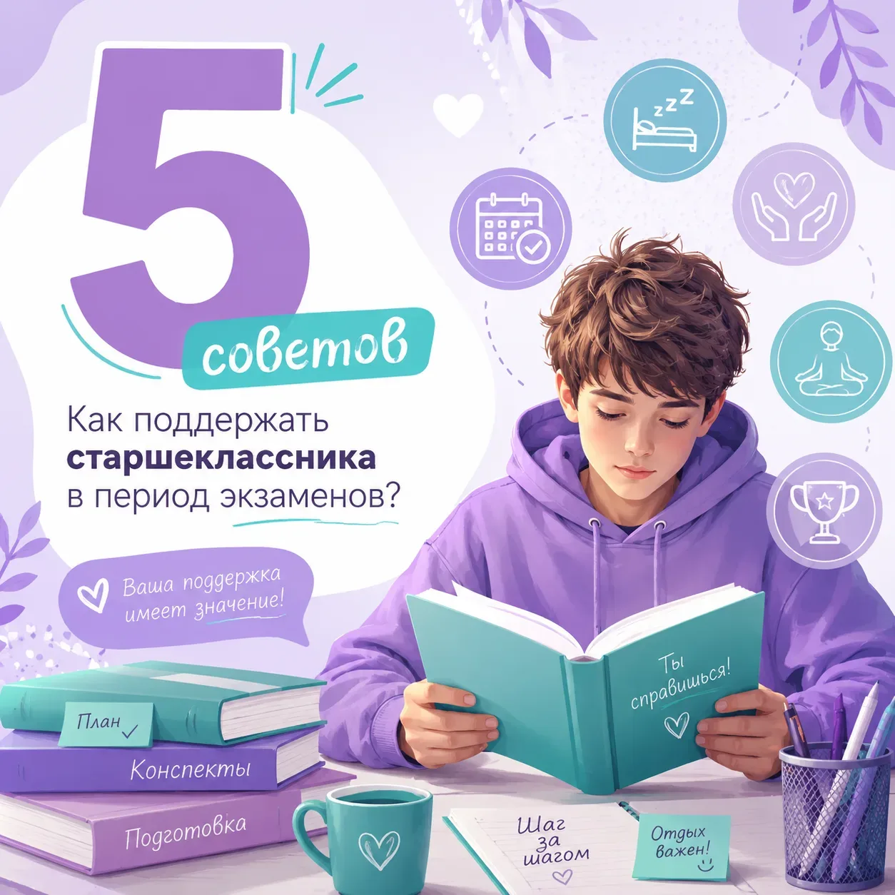 Как поддержать старшеклассника в период экзаменов?   Экзамены — важный этап в жизни ребёнка, и именн