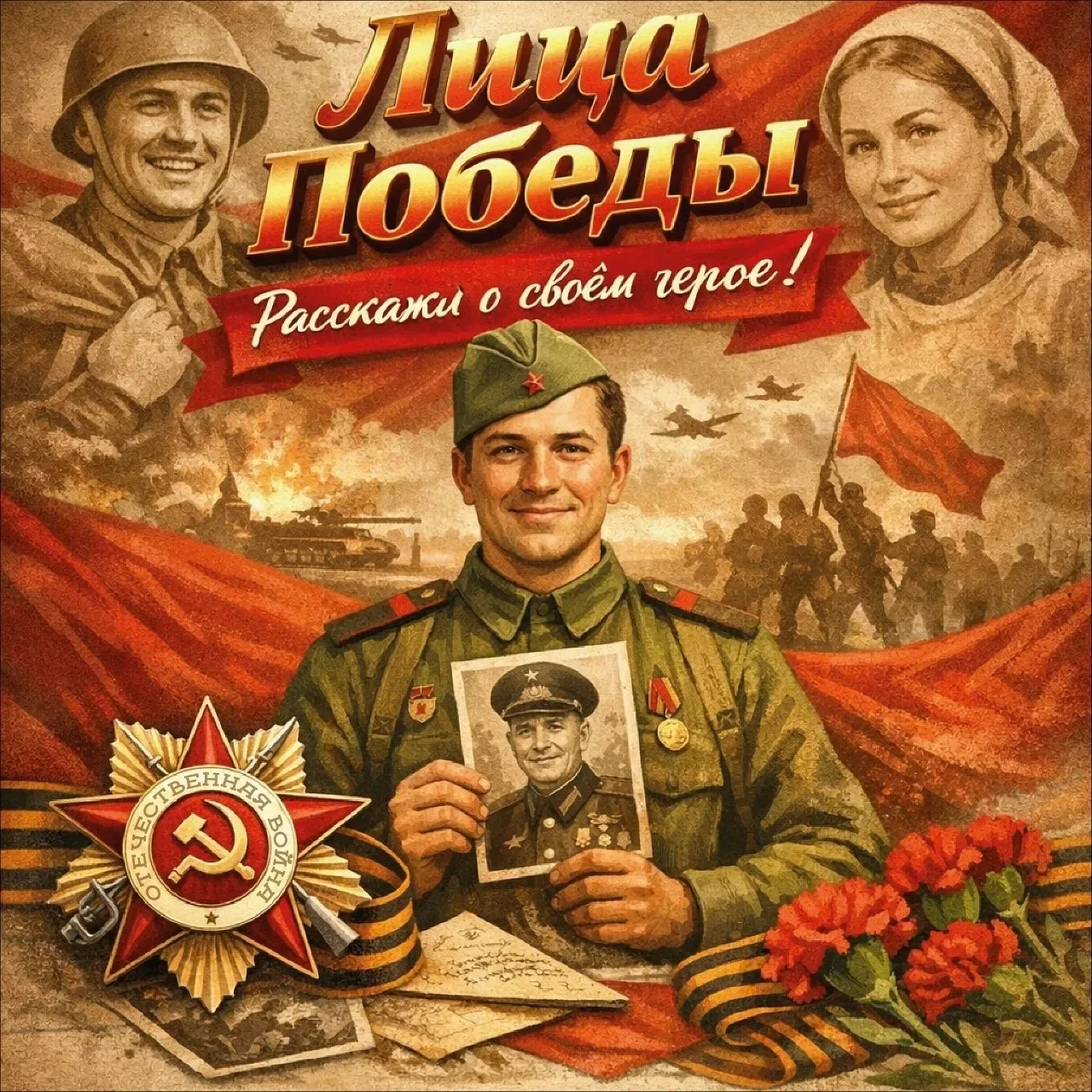 ⭐ДЕНЬ ПОБЕДЫ⭐ ‼Присоединяйся к акции «Лица Победы: расскажи о своём герое!».‼  ⭐Акция приурочена к 8