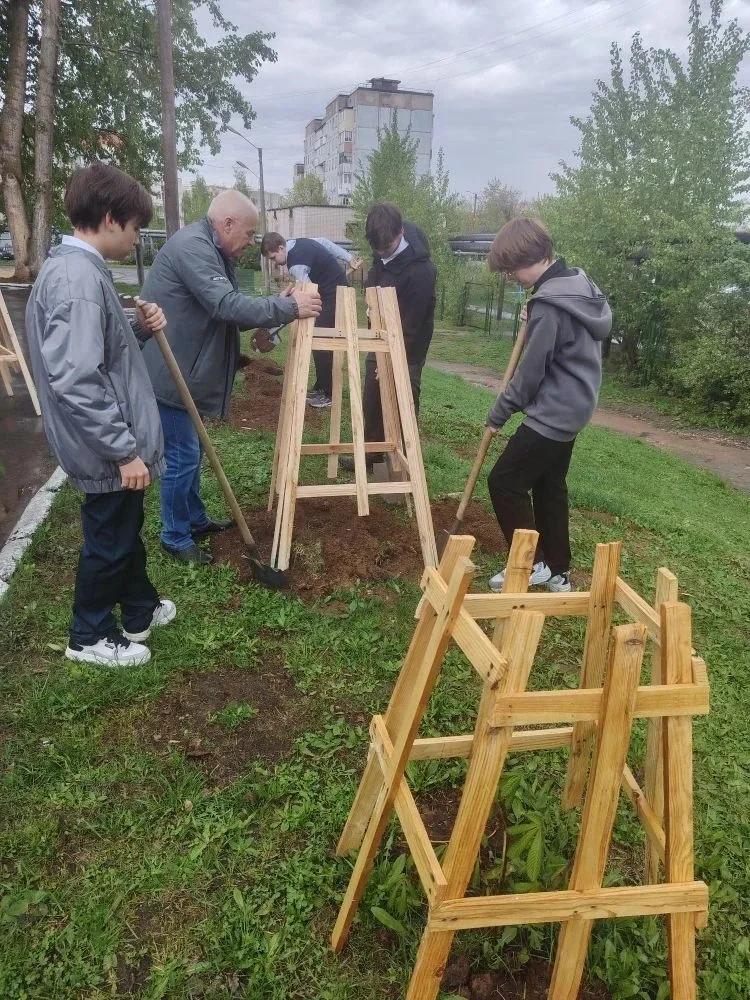 Посадка деревьев на территории школы №24  🌱В рамках Всероссийской акции «Сад — Связь поколений» на т