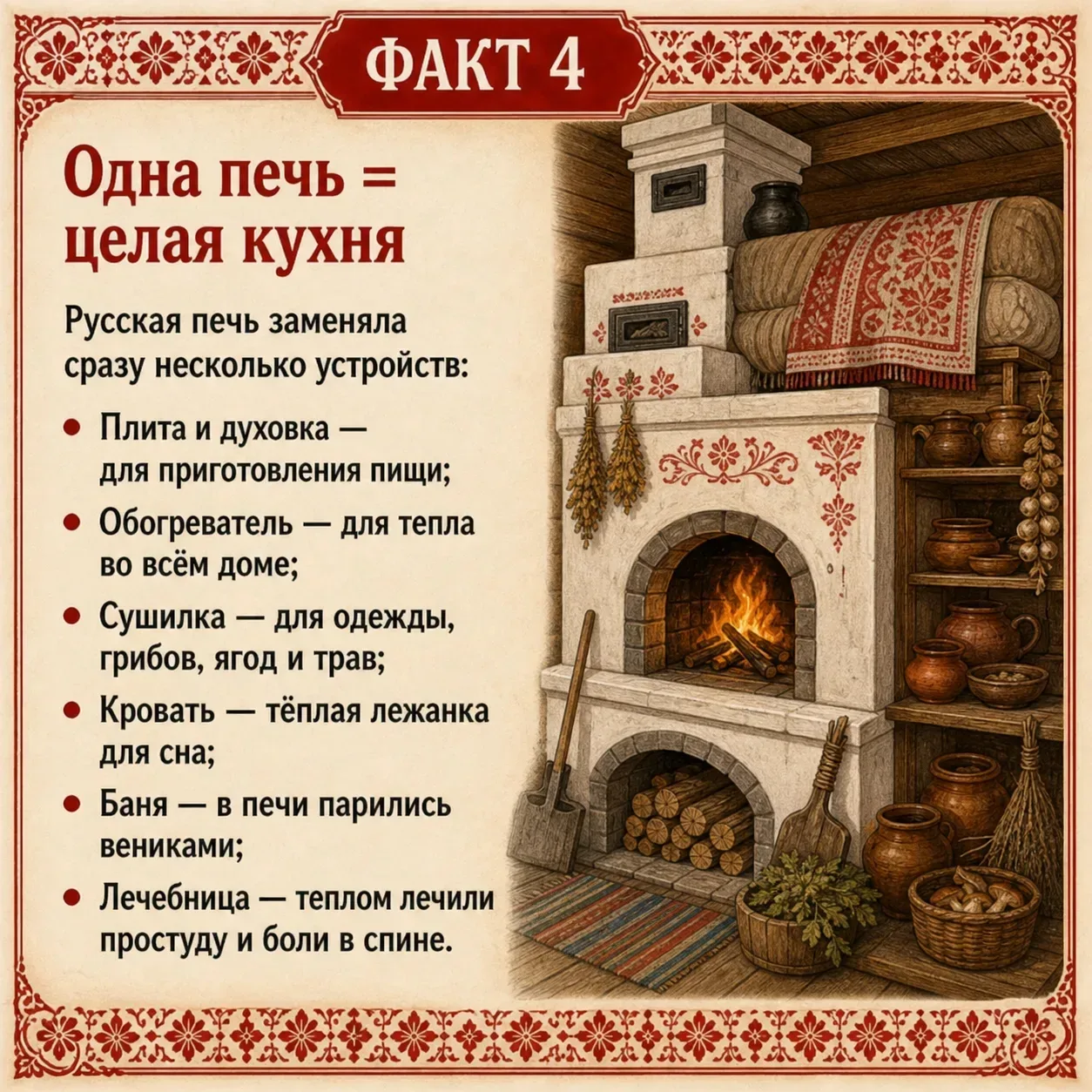 🗓️ 19 мая отмечается День русской печи — неофициальный современный праздник, появившийся в 2010-х го