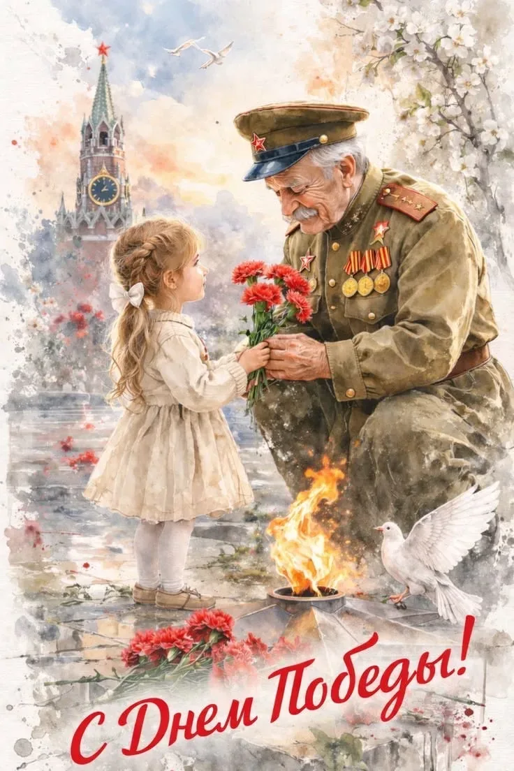 Дорогие ребята, уважаемые педагоги,  родители!🇷🇺  Сердечно поздравляем вас с Днём Победы!🕊️  В этот 