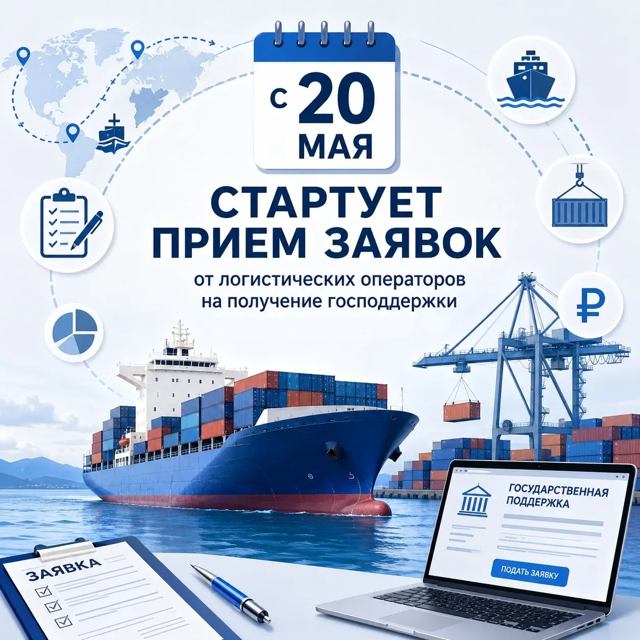 С 20 мая стартует прием заявок от логистических операторов на получение господдержки  В рамках нацио