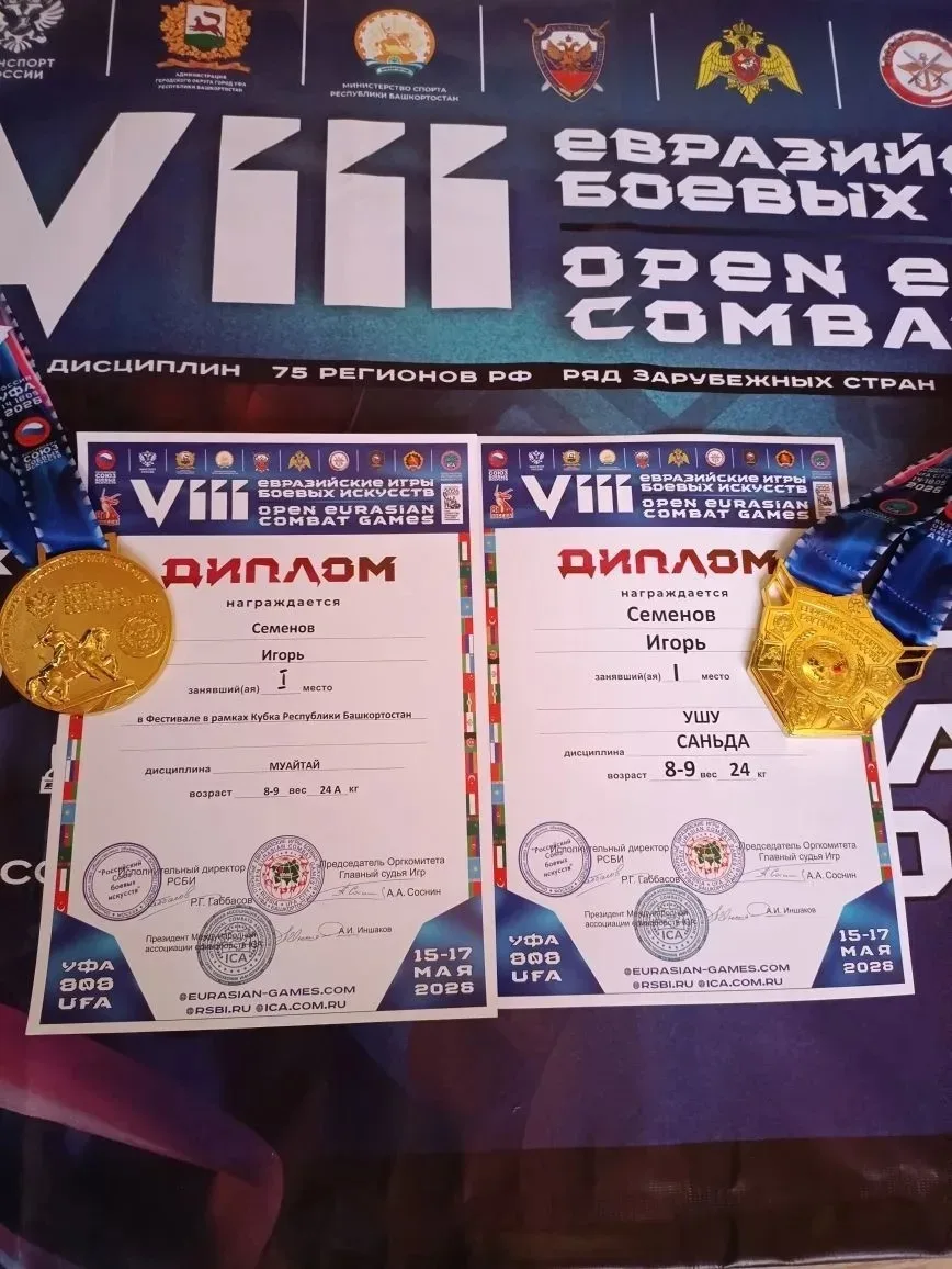 16 мая в Уфе прошли VIII Открытые Евразийские игры боевых искусств.   🏆Ахметьянов Арслан, ученик 2 Д