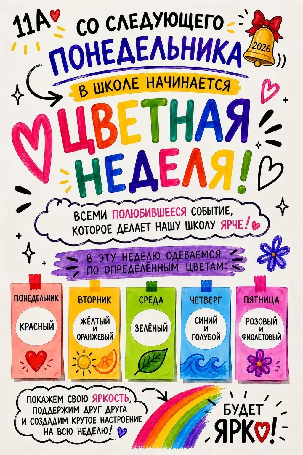 🎨Цветная неделя «Палитра школьных лет» 📅 18–22 мая  В честь окончания учебного года выпускники нашей
