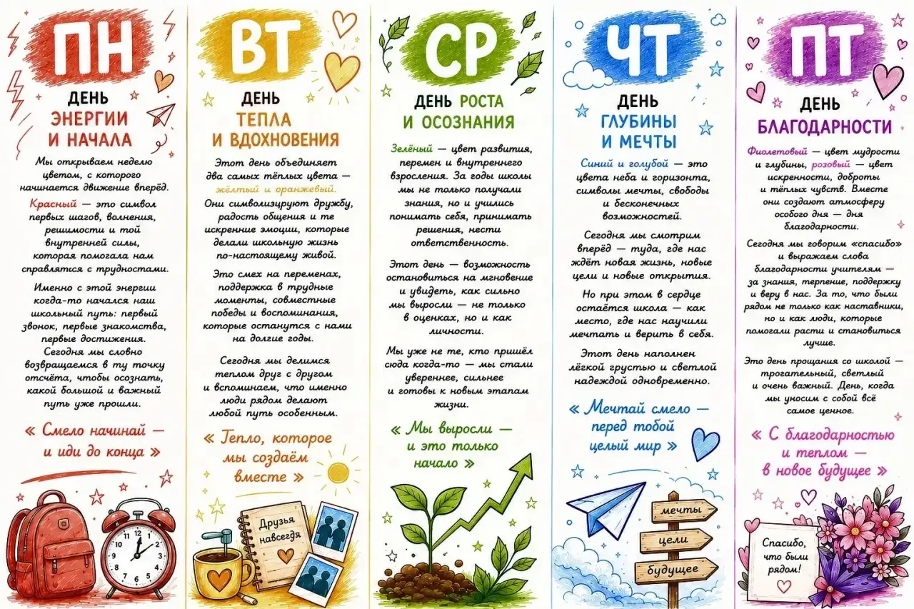 🎨Цветная неделя «Палитра школьных лет» 📅 18–22 мая  В честь окончания учебного года выпускники нашей