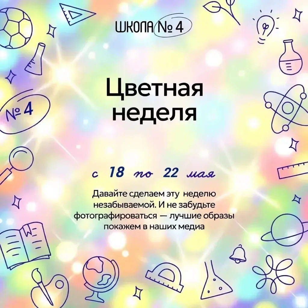 Цветная неделя в школе: с 18 по 22 мая одеваемся по-особенному! 🌈👗  Друзья, готовимся к учебной неде