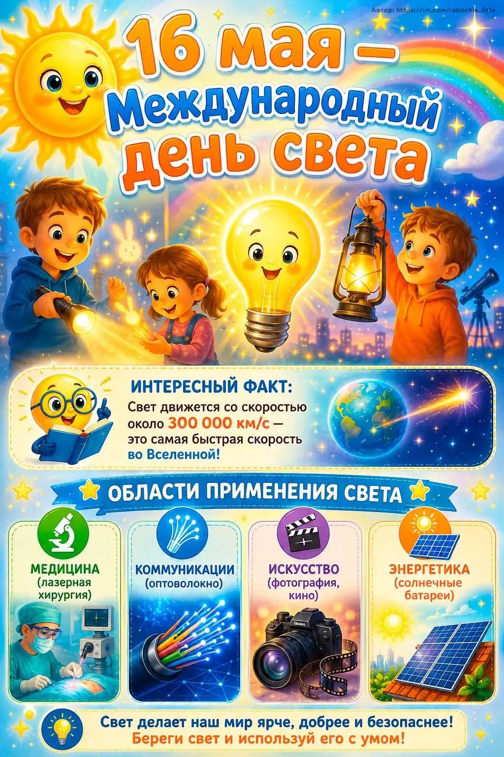 💡 День, когда мир стал ярче: сегодня Международный день света!Каждый год 16 мая весь мир отмечает пр