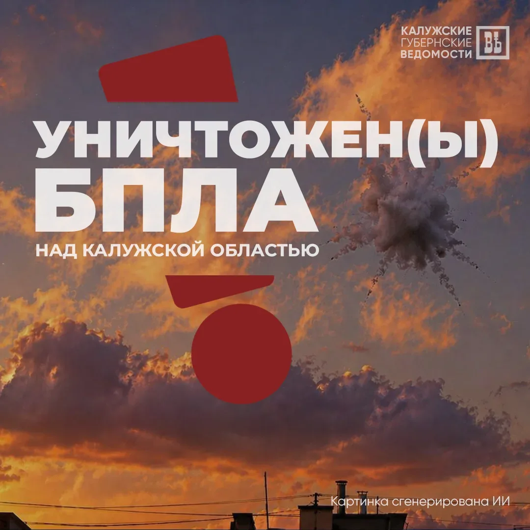 ❗️2 БПЛА сбили в Калужской области  Сегодня вечером силами ПВО уничтожены еще 2 БПЛА над территориям