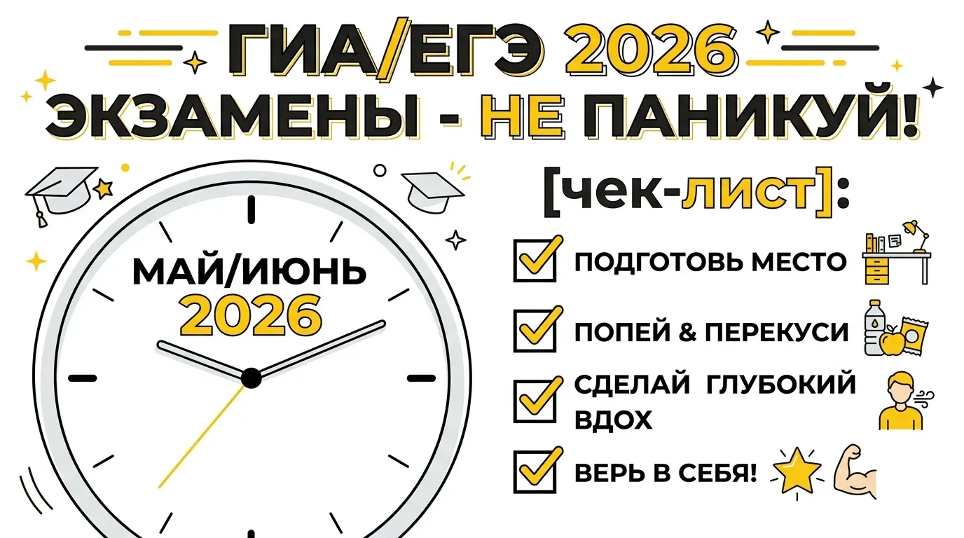 ​📝 ЭКЗАМЕНЫ БЕЗ ПАНИКИ: РАЗБИРАЕМ ЧЕК-ЛИСТ ВЫПУСКНИКА! ​Конец мая — это старт самого ответственного 