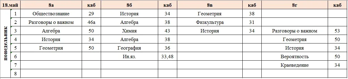 Изменения в расписании на понедельник, 18 мая. ✅ Завтра в школе будет проходить досрочный ОГЭ, поэто