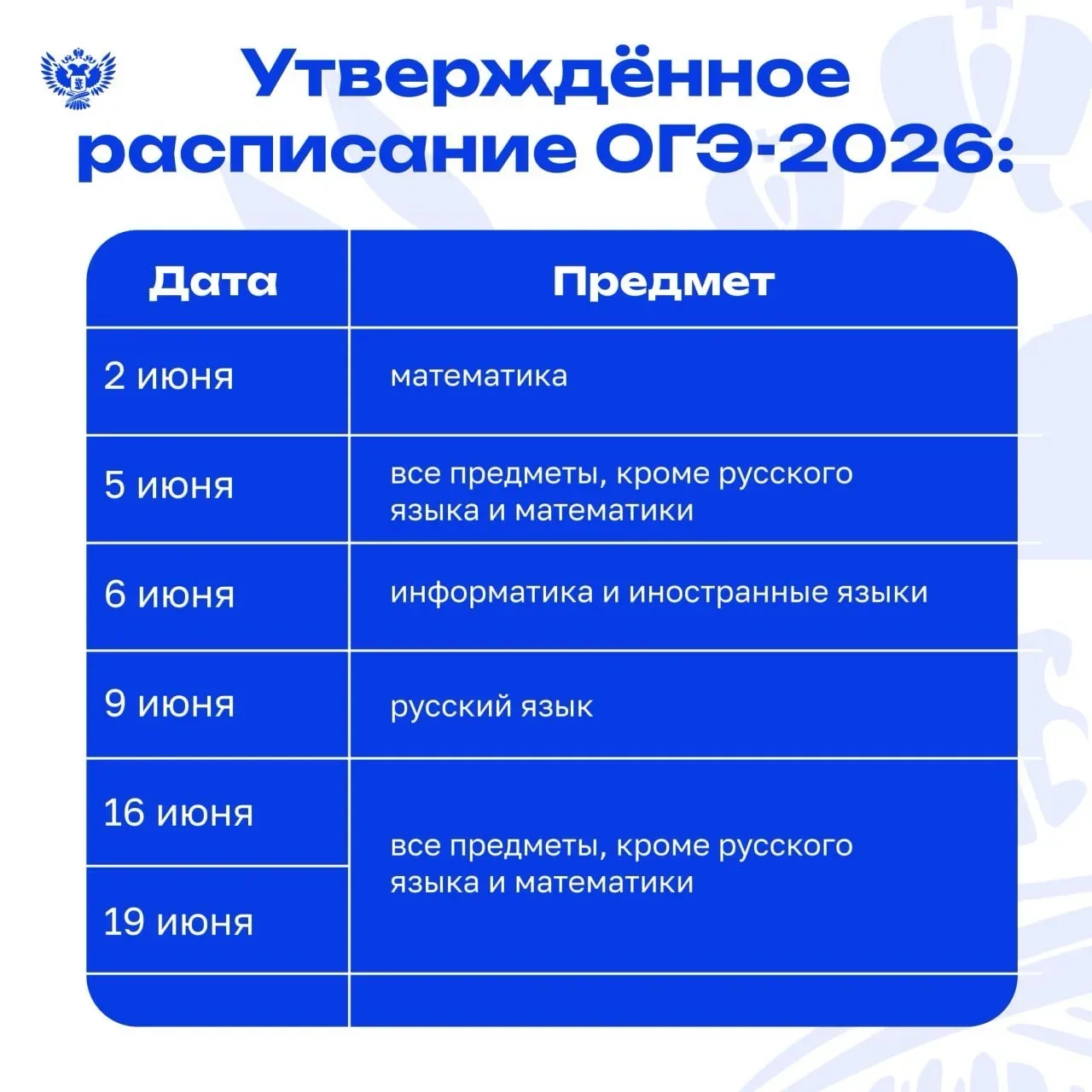 ✅ Утверждены единое расписание и период проведения ОГЭ и ЕГЭ в 2026 году  🔹 В какие даты будет прохо