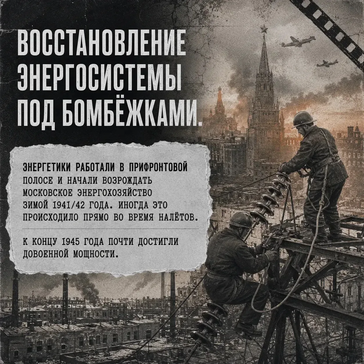 Энергетика тыла — «второй фронт» во время Великой Отечественной войны.  ⚡️ Без электро- и теплоэнерг