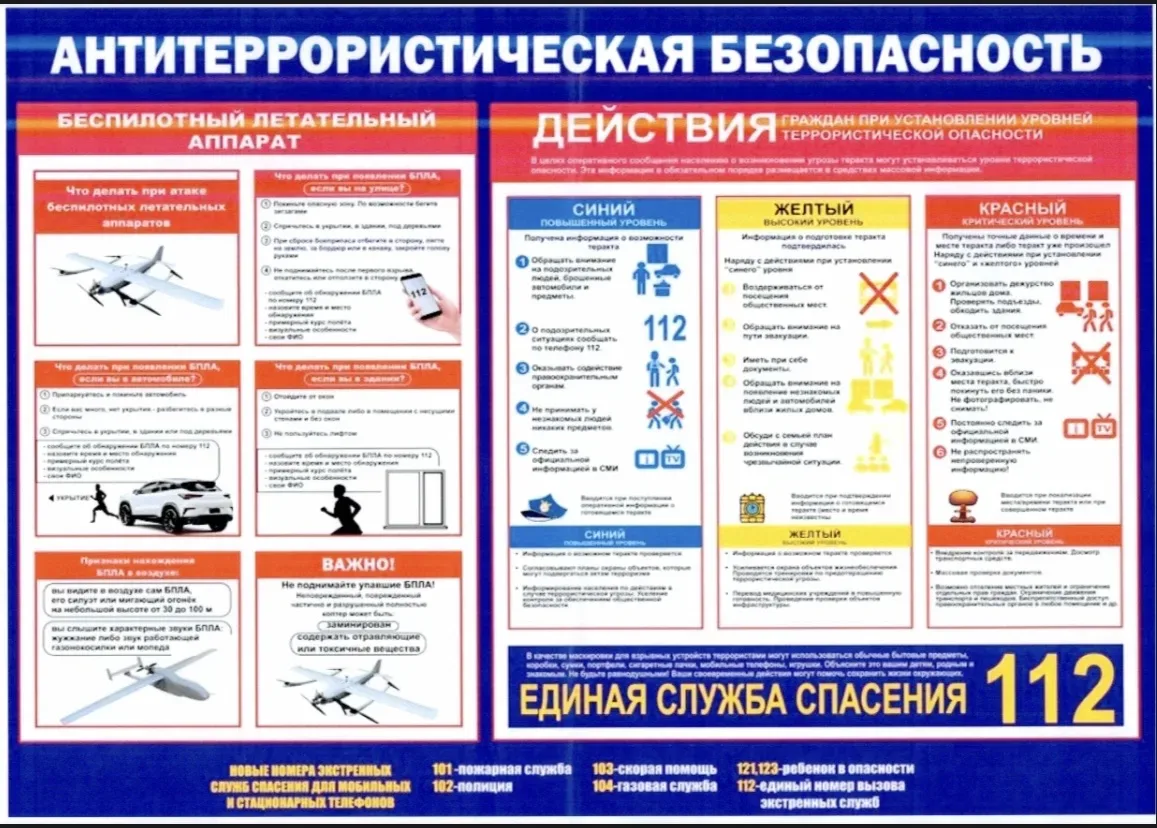 ❗️Внимание. Информационные материалы по действиям при атаках  БПЛА противника, обнаружении обломков 