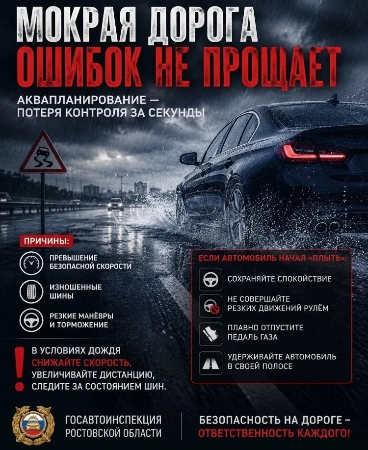 ❗️❗️❗️Уважаемые участники дорожного движения! В условиях выпадения осадков и образования мокрого пок