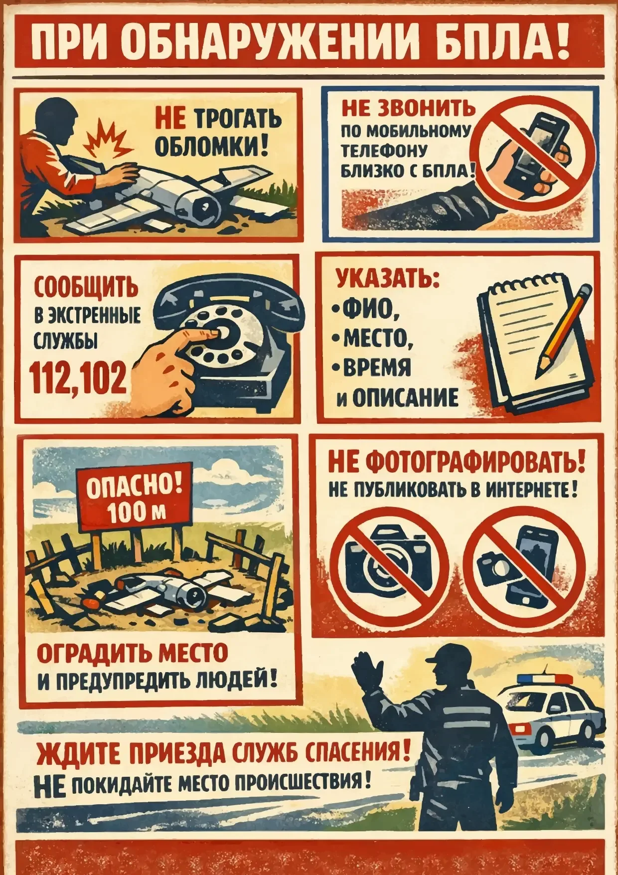 ❗Памятка по безопасности жителей    Для соблюдения безопасности, напоминаем порядок действий при обн
