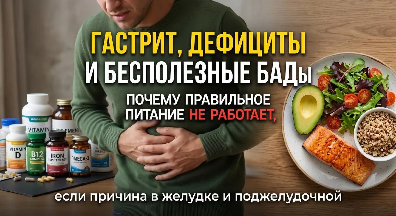 Гастрит, дефициты и бесполезные БАДы. Почему правильное питание не работает, если причина в желудке 