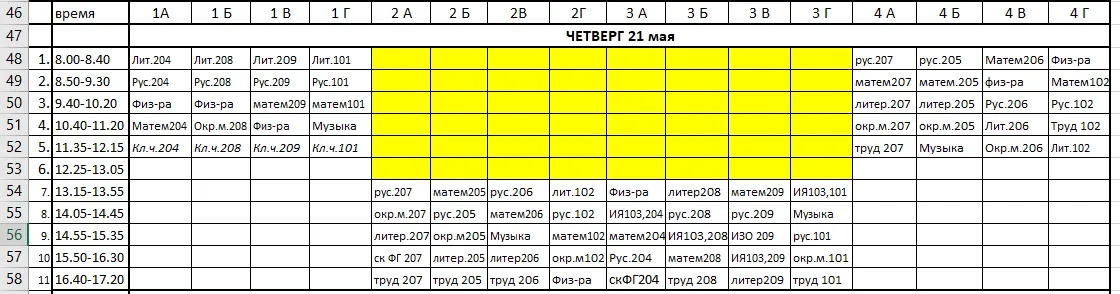 чт.21.05, 1-4кл.
