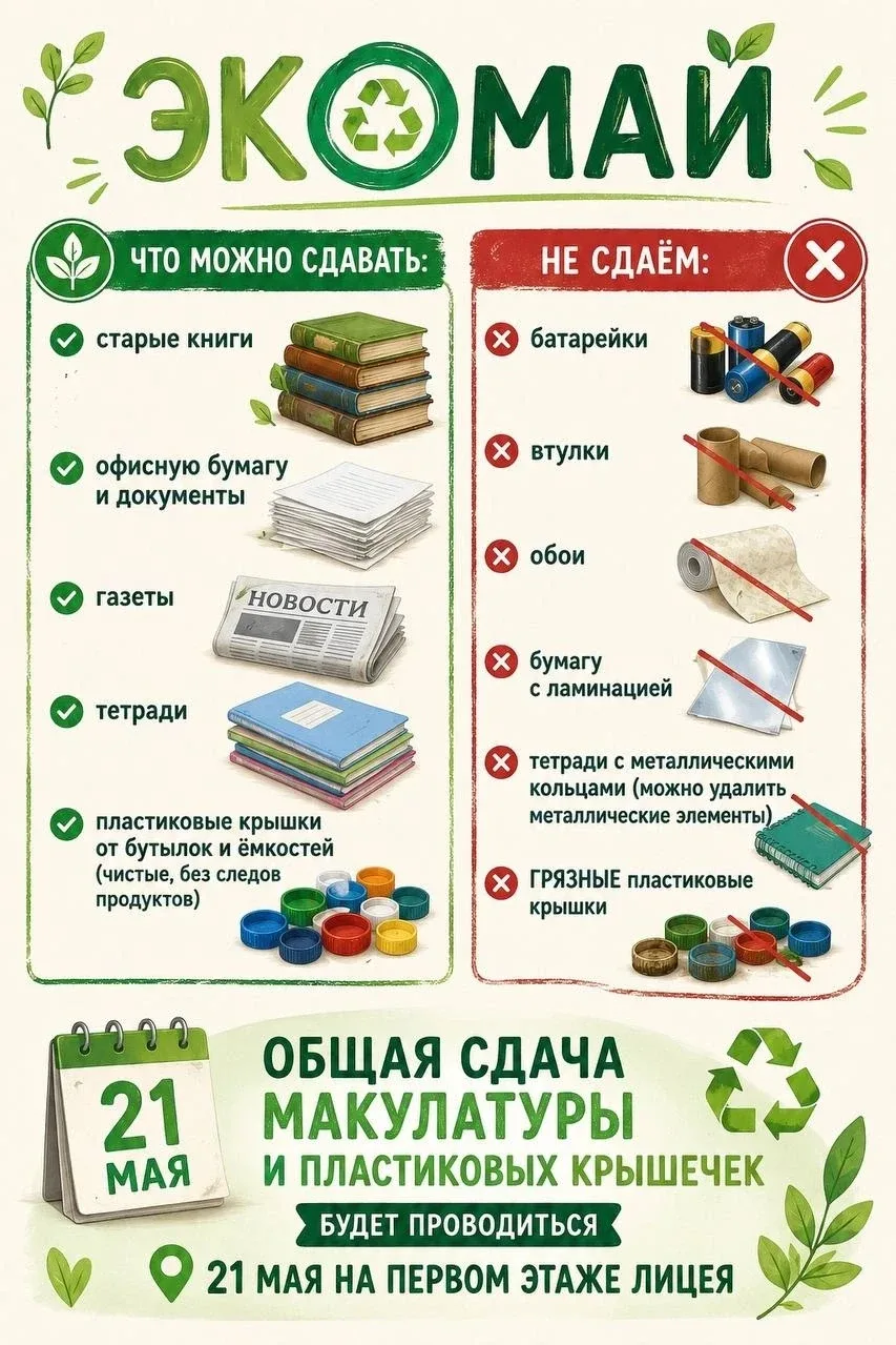 ♻ ЭКОМАЙ или время весенней недели экологии!  ⬇ Социально-экономический 10А класс, совместно с Движе