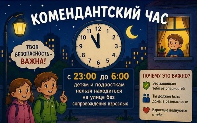С 1 мая 2026 года действует летний "комендантский час" для детей и подростков, который продлится до 