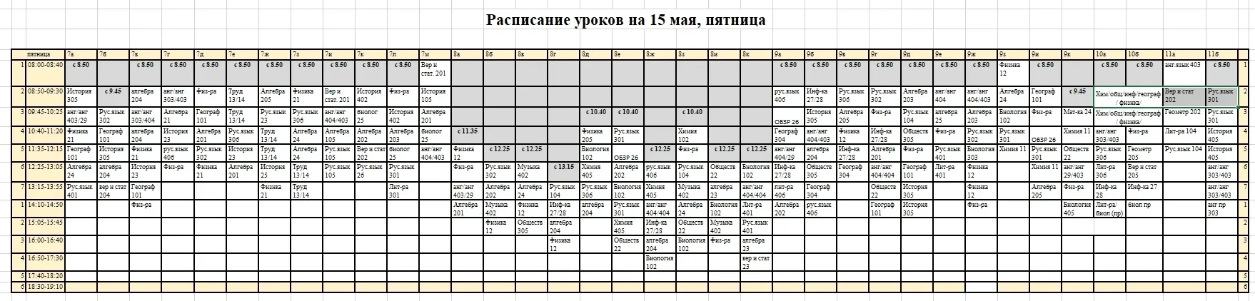 Добрый вечер. Расписание на пятницу 15 мая