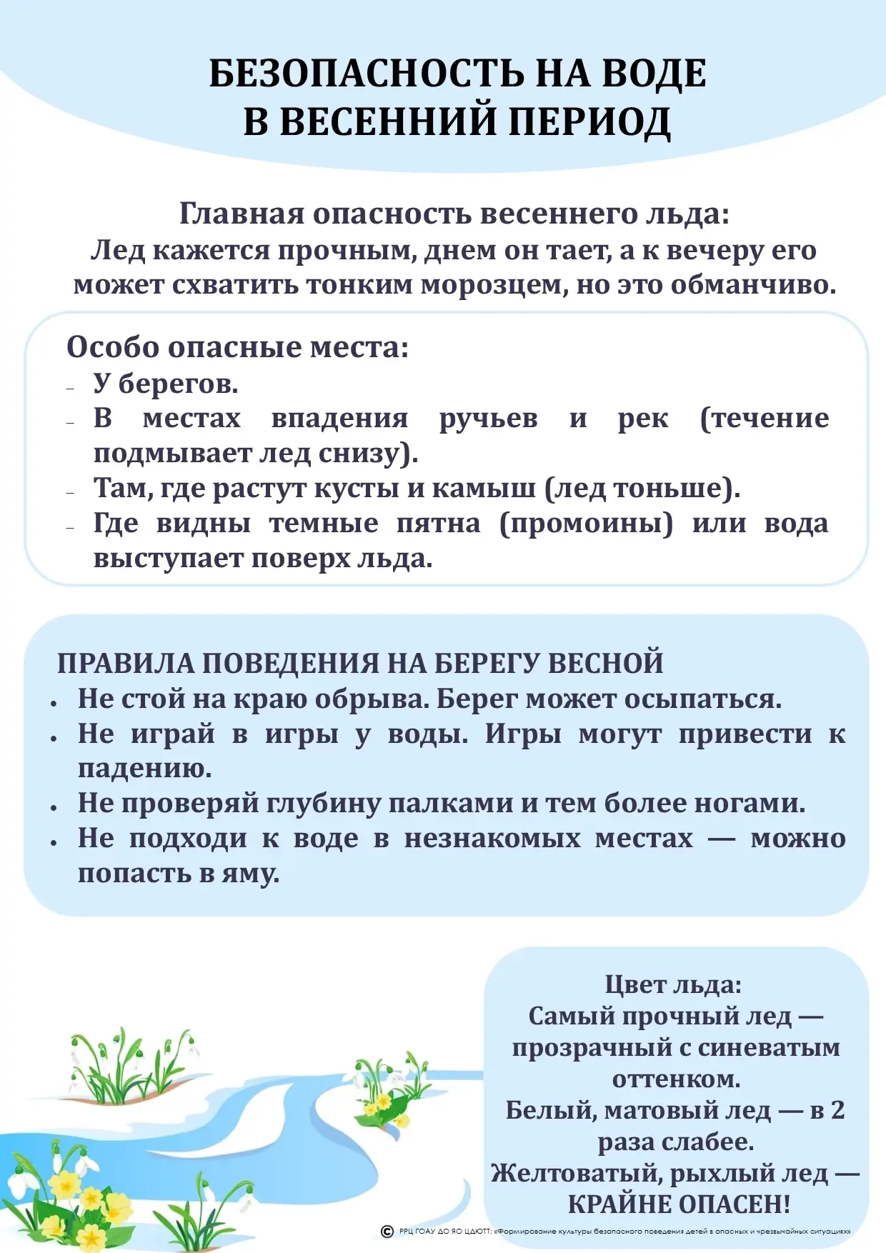 Осторожно, весенний лёд!  Весна — время, когда лёд на водоёмах становится тонким и коварным. Выход н