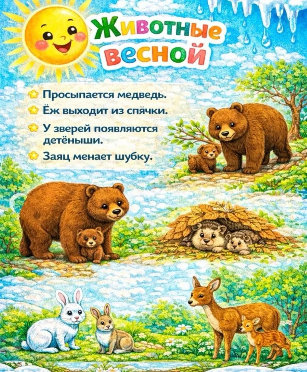 🌱ВЕСЕННЯЯ ВИКТОРИНА  Весной от зимней спячки просыпаются медведи, ежи, барсуки, бурундуки, еноты, су