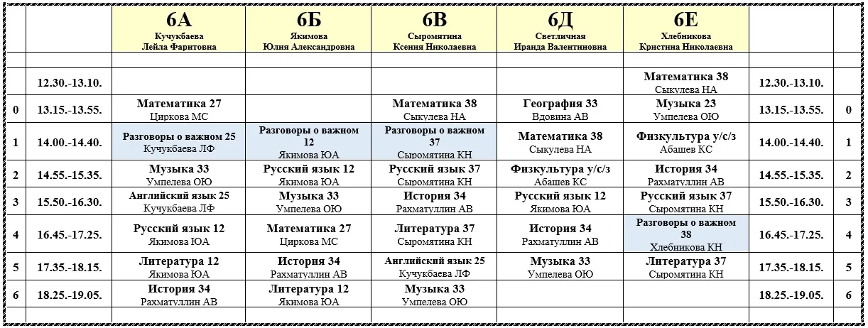 Расписание на понедельник 04.05.