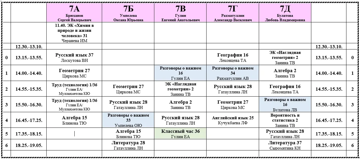 Расписание на понедельник 04.05.