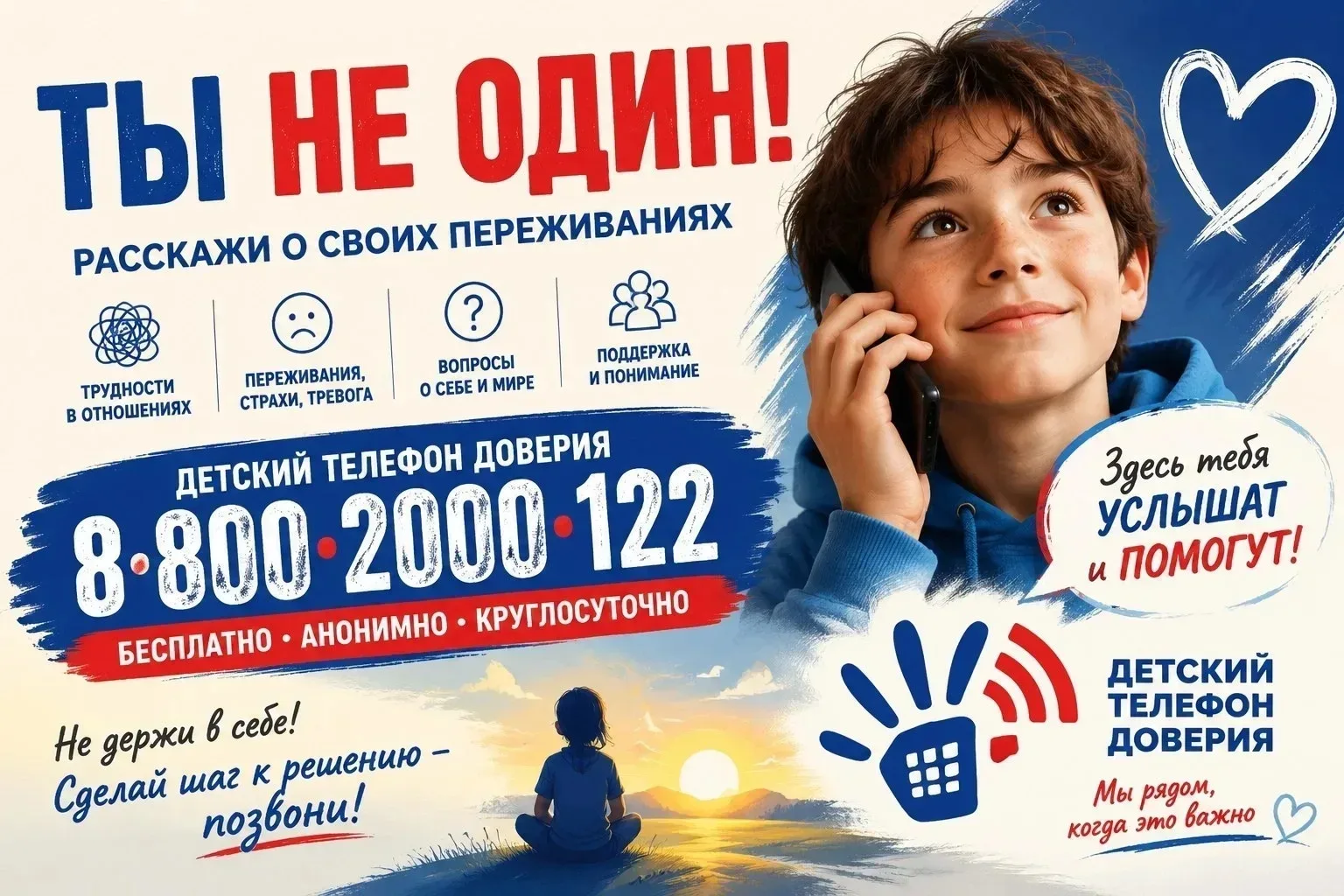 💥📆 17 мая — Международный день детского телефона доверия❗  ❗Иногда детям и подросткам бывает сложно 