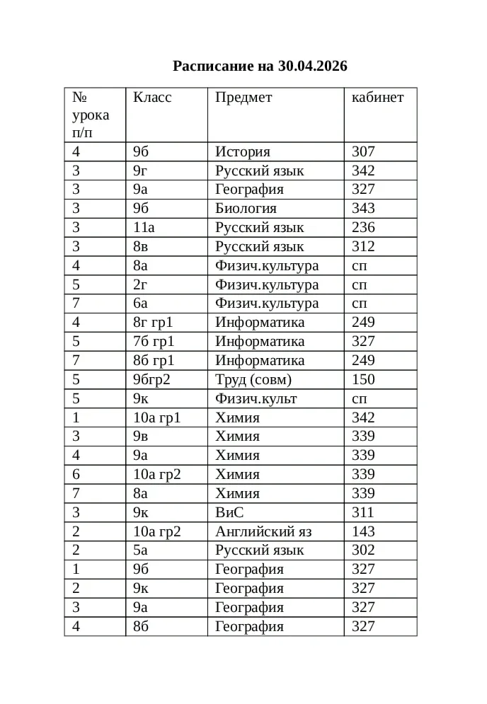 ⏰Изменения в расписании на завтра, 30 апреля! 🚨🚨🚨