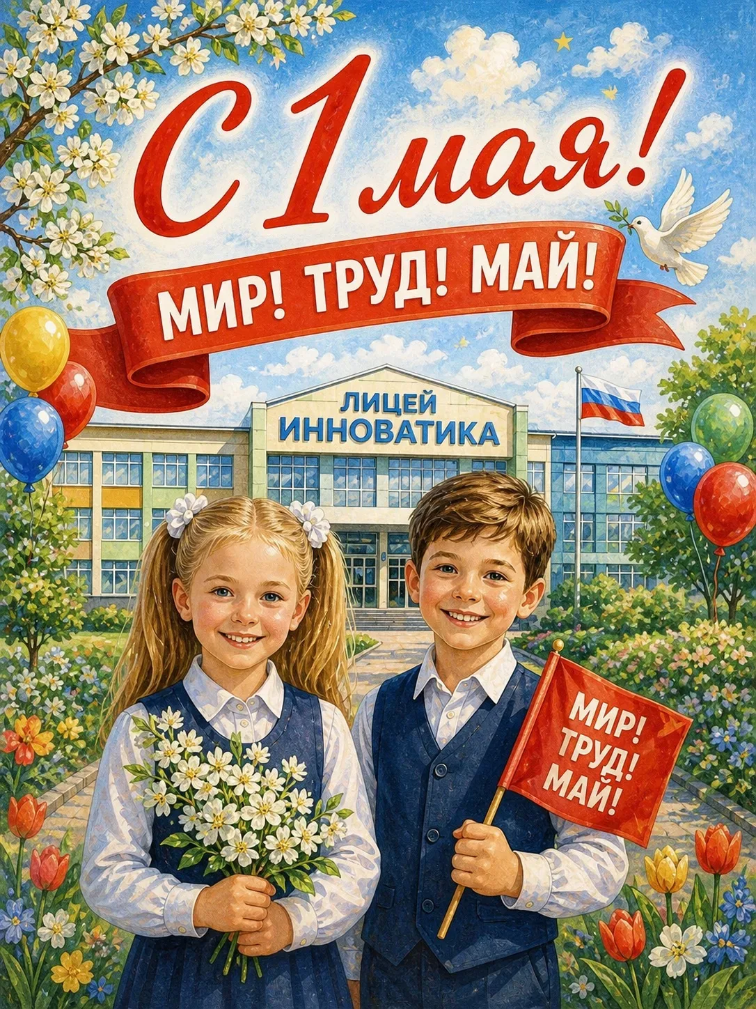 С Праздником Весны 🌸 и Труда! 🌿  Лицей Инноватика поздравляет учеников, родителей и педагогов с 1 Ма