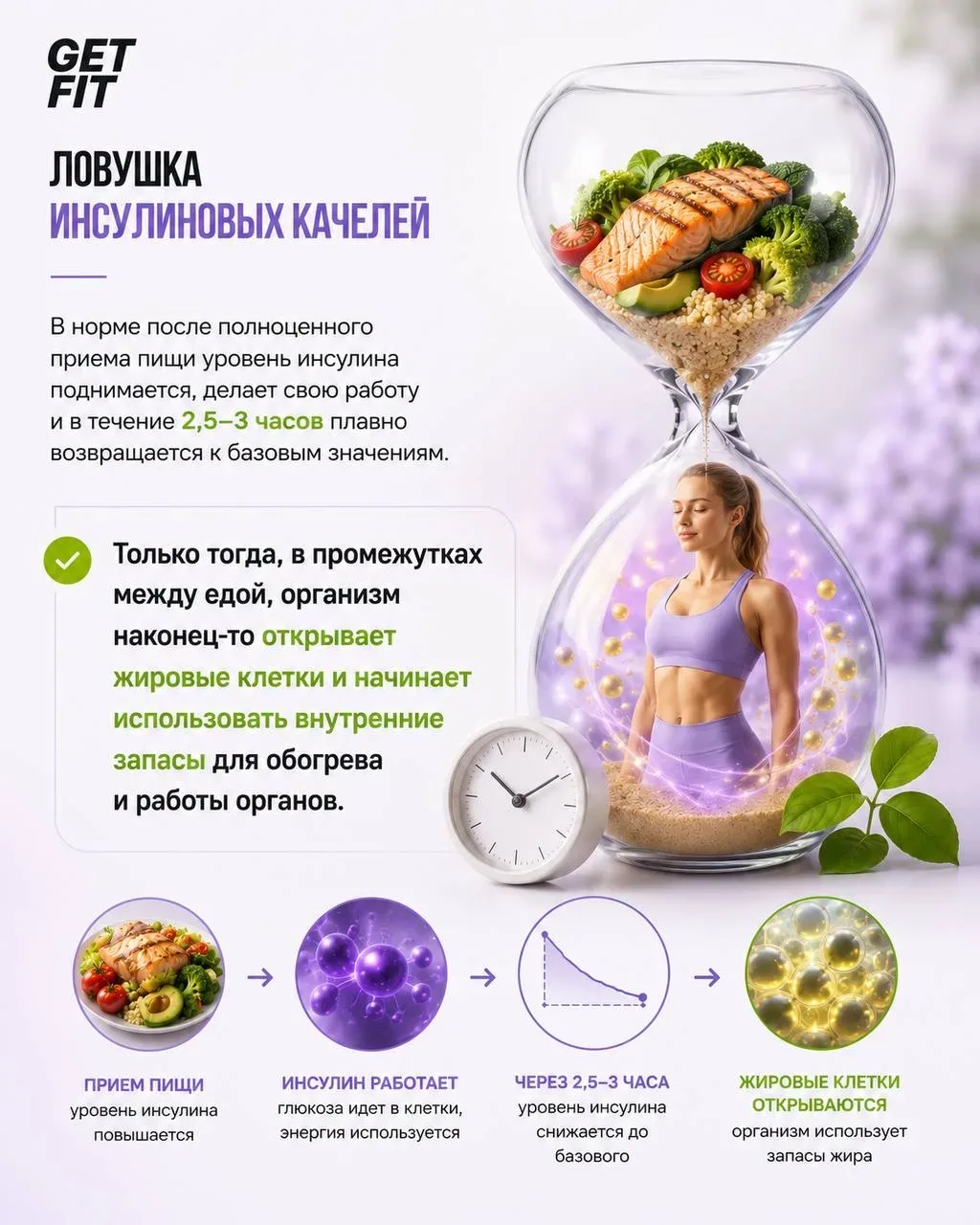 ИНСУЛИНОВЫЙ ПЛЕН: почему вес стоит на месте?  Подробный разбор того, как ваши перекусы блокируют жир