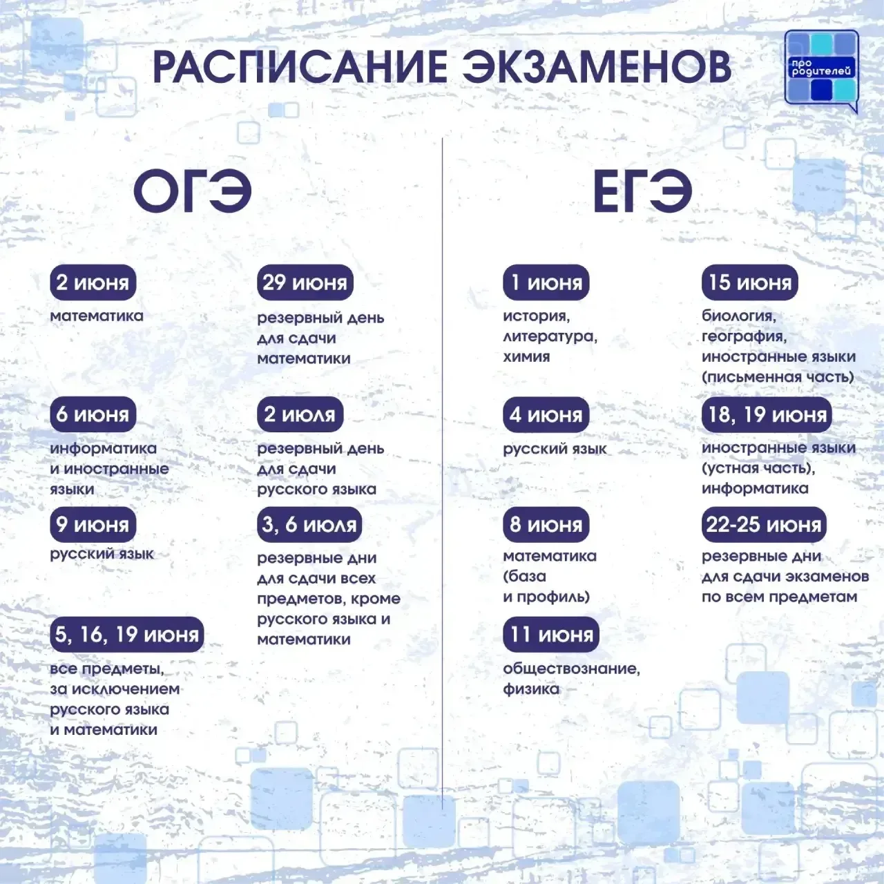 ⏰ Расписание ЕГЭ и ОГЭ 2026 — держите под рукой!  Публикуем официальное расписание школьных экзамено