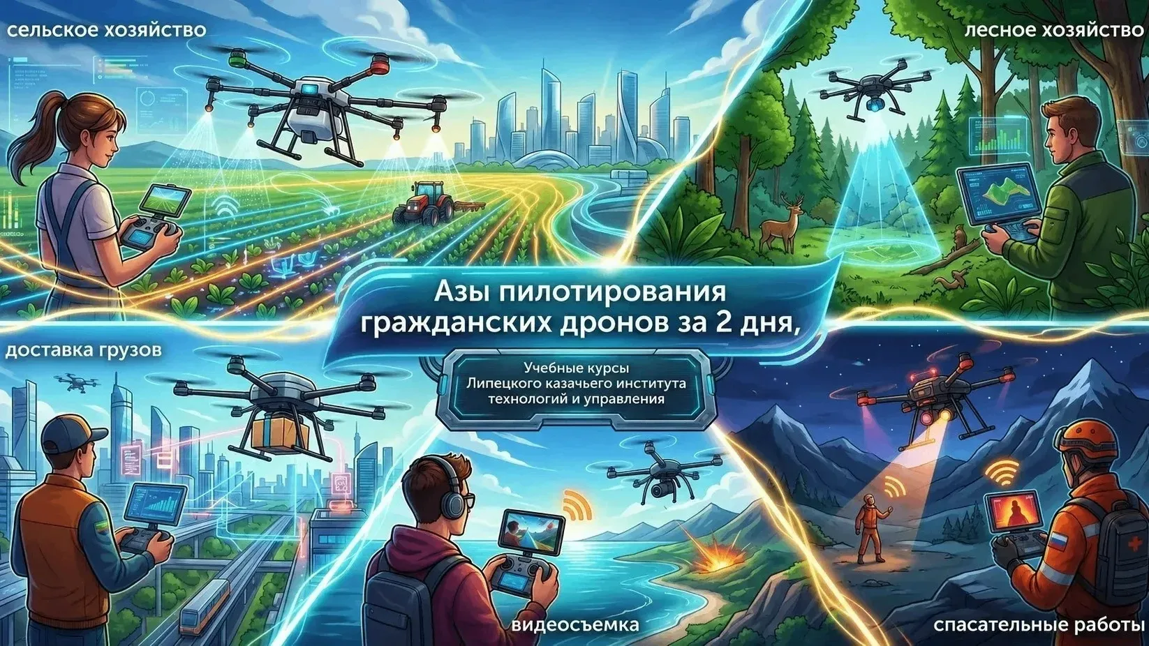 ⚡️ Азы пилотирования гражданских дронов за 2 дня.  Бесплатное обучение профессии будущего – оператор