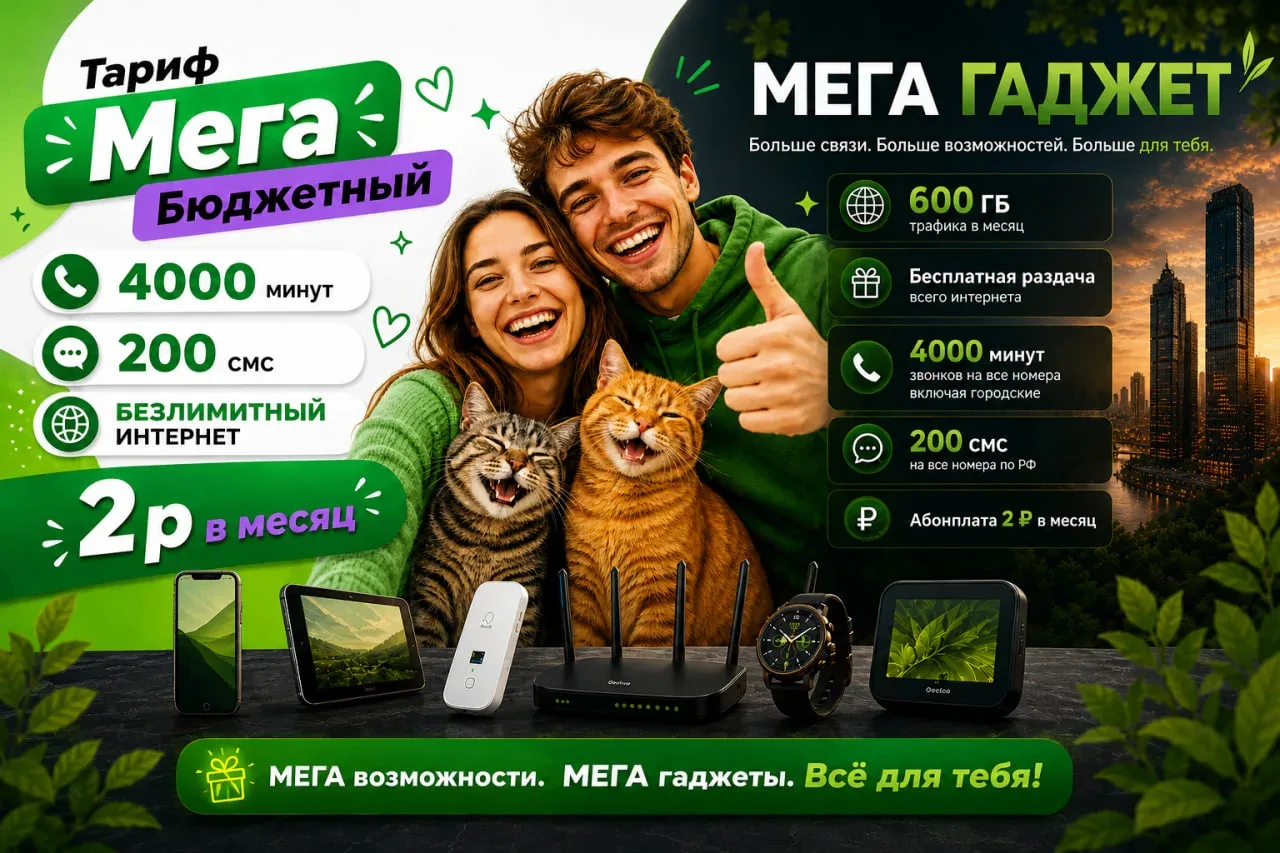 ❗️Сегодня последний день приёма заявок на тарифы:  Мегафон " Мега Бюджетный 2р" Мегафон "МЕГА ГАДЖЕТ