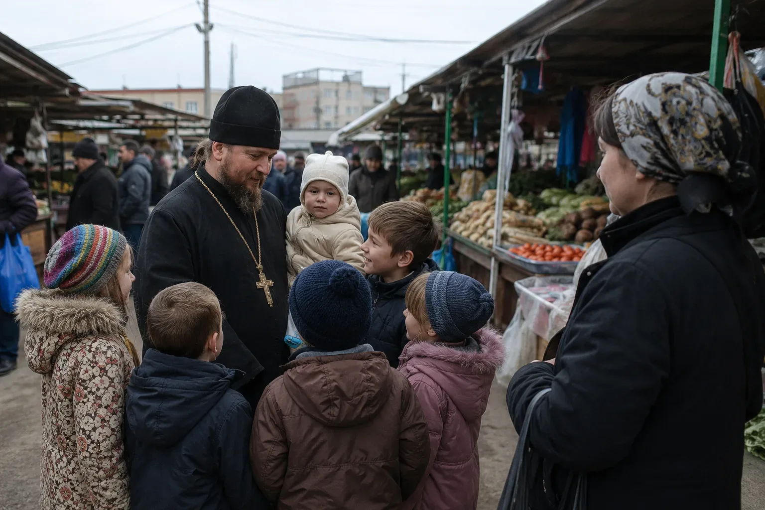 Она встретила священника с десятью детьми на рынке... А через полгода ее мужа было не узнать...  Ког