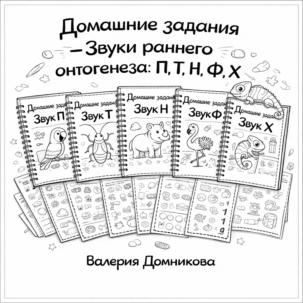 📒 КАРТОТЕКА ДОМАШНИХ ЗАДАНИЙ  для автоматизации звуки раннего онтогенеза:  Я собрала картотеку домаш