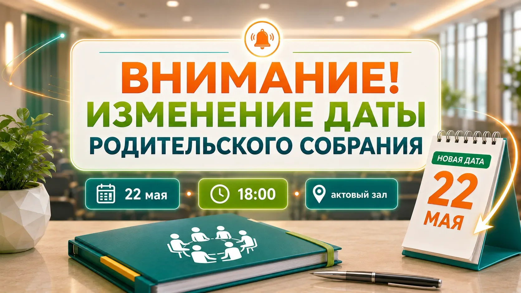 📢 ВНИМАНИЕ! ИЗМЕНЕНИЕ ДАТЫ ОБЩЕШКОЛЬНОГО РОДИТЕЛЬСКОГО СОБРАНИЯ  Уважаемые родители!  МБОУ СОШ №11 г