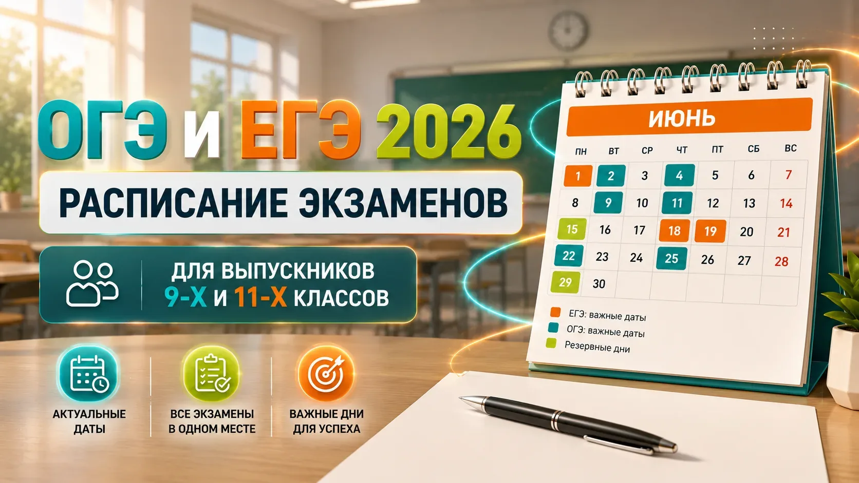 📢 ВАЖНАЯ ИНФОРМАЦИЯ ДЛЯ ВЫПУСКНИКОВ 2026 ГОДА: РАСПИСАНИЕ ОГЭ И ЕГЭ  МБОУ СОШ №11 г. Ессентуки им. Г