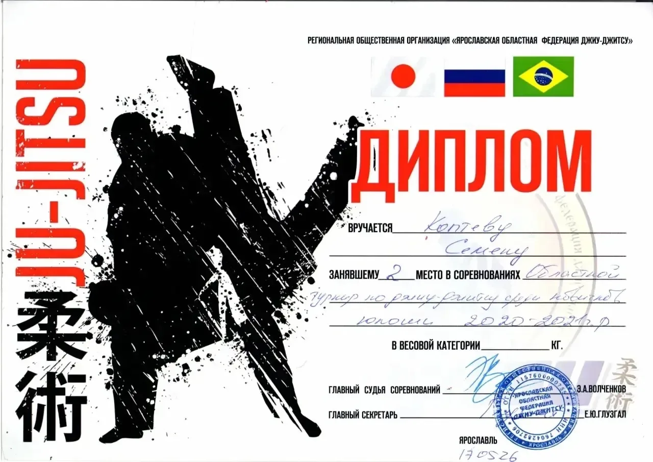 🌟 Поздравляем Коптева Семёна с заслуженным успехом! 🌟  ✅ 17 мая 2026 года на областном турнире по дж