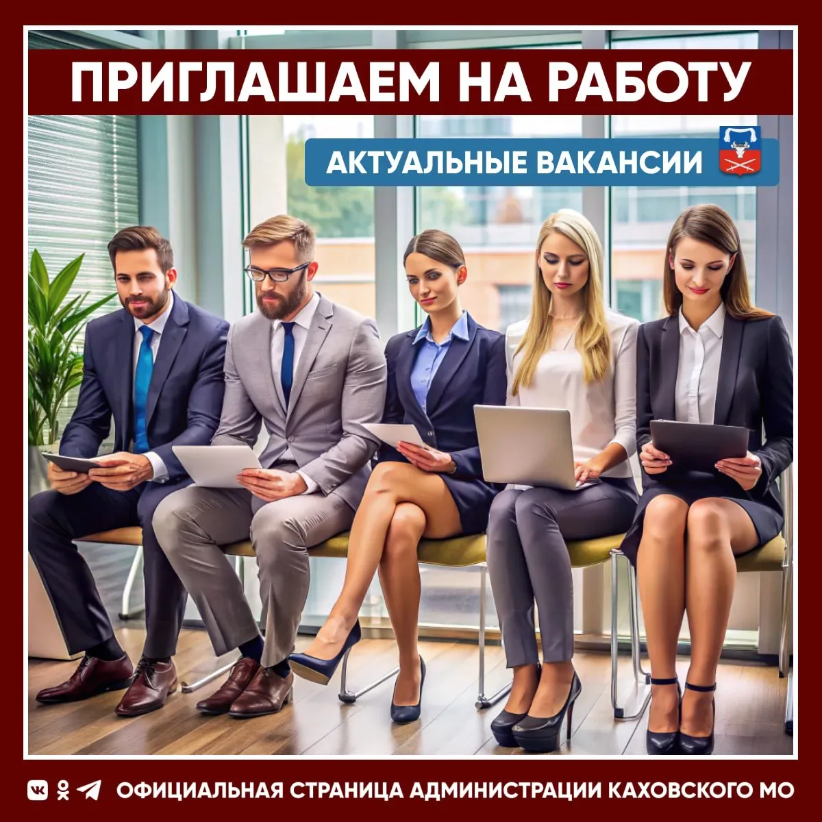 Приглашаем на работу в администрацию Каховского муниципального округа  Список вакансий на замещение 
