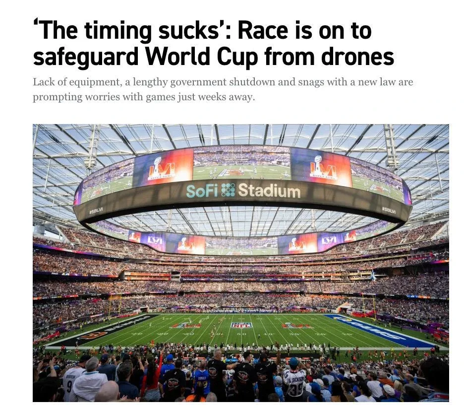 ‼️🇺🇸💥 В США опасаются атак дронов во время чемпионата FIFA-2026, — Politico  ▪️За несколько недель д