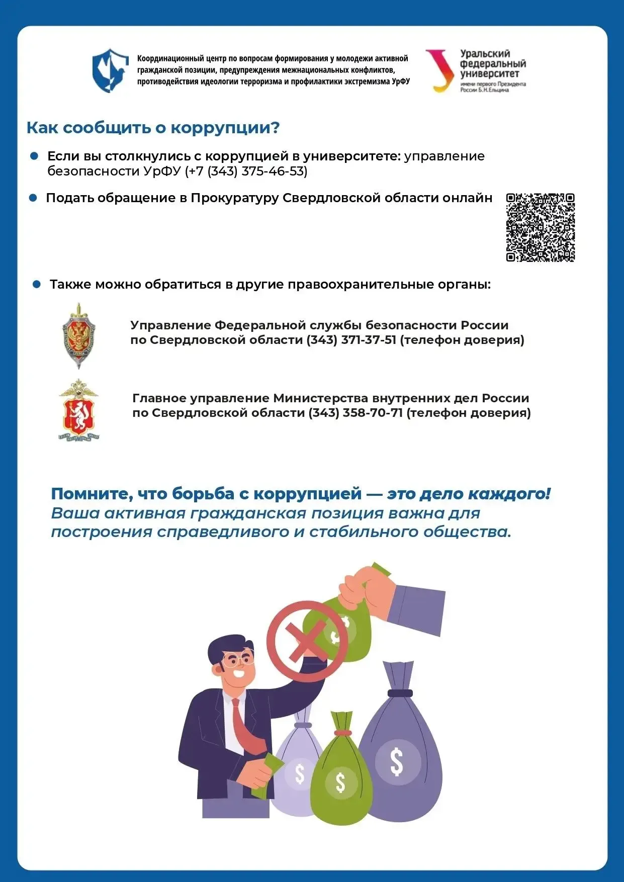 🌟 Антикоррупционное просвещение молодежи  Координационный центр профилактики терроризма УрФУ разрабо