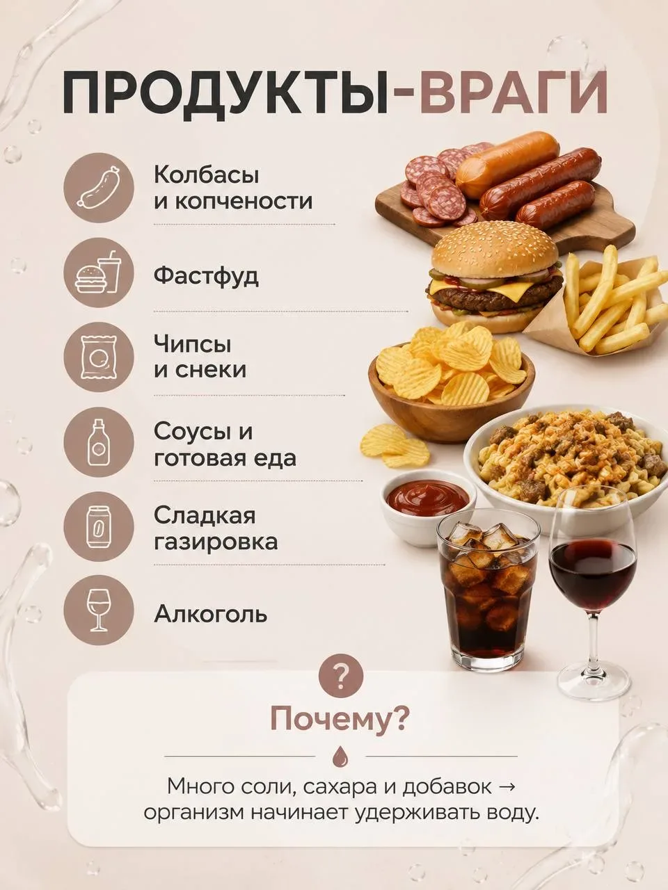 💧 Отеки, тяжесть, «пухлое» лицо по утрам — это не возраст.  Очень часто причина — в продуктах, котор