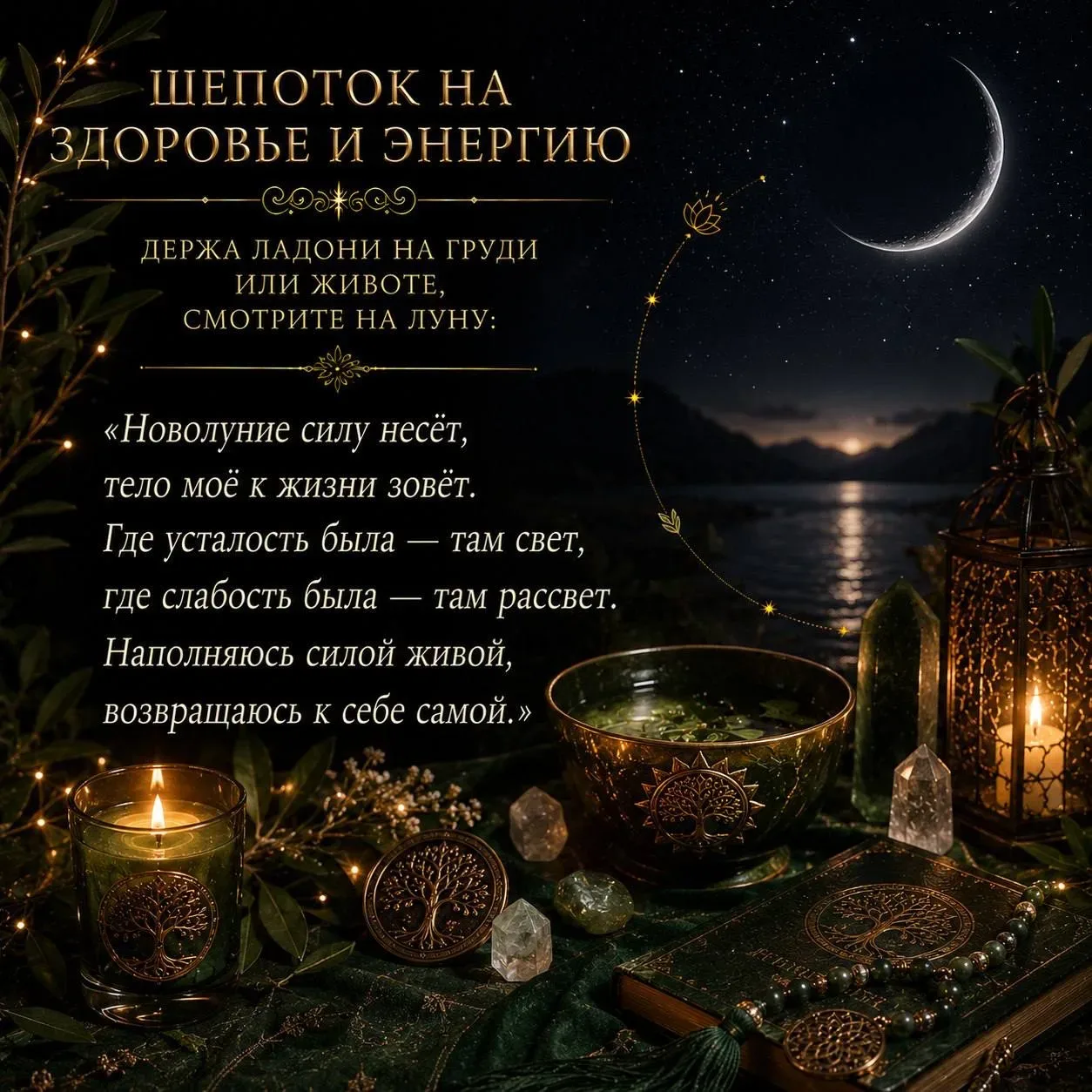 💫 ШЕПОТКИ НА НОВОЛУНИЕ  Когда небо темнеет и рождается новая Луна - начинается время закладки намере