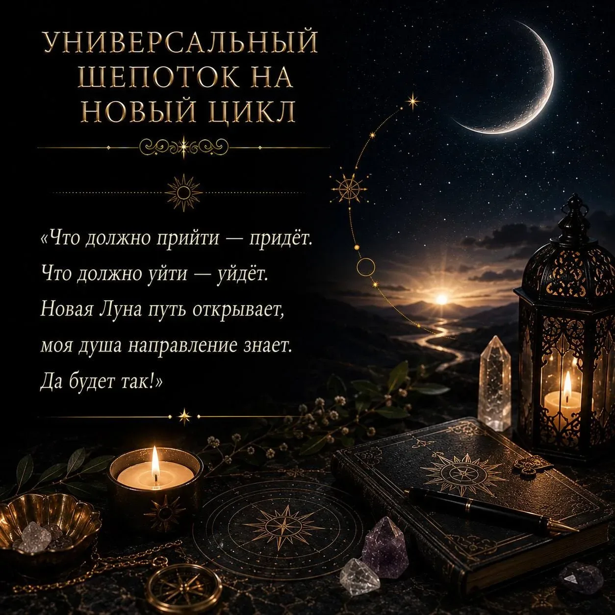 💫 ШЕПОТКИ НА НОВОЛУНИЕ  Когда небо темнеет и рождается новая Луна - начинается время закладки намере
