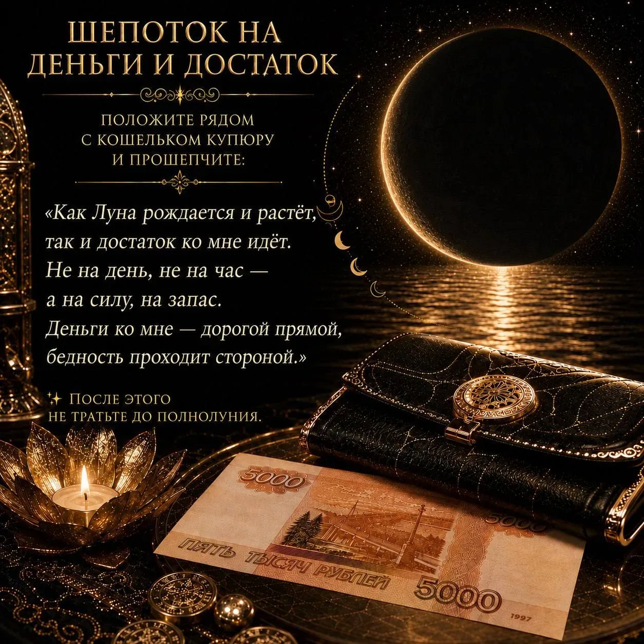 💫 ШЕПОТКИ НА НОВОЛУНИЕ  Когда небо темнеет и рождается новая Луна - начинается время закладки намере