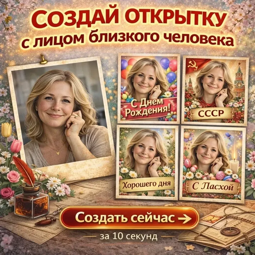 😍 Я не ожидала, что получится ТАК красиво…  Сделай открытку с лицом близкого человека всего за 10 се