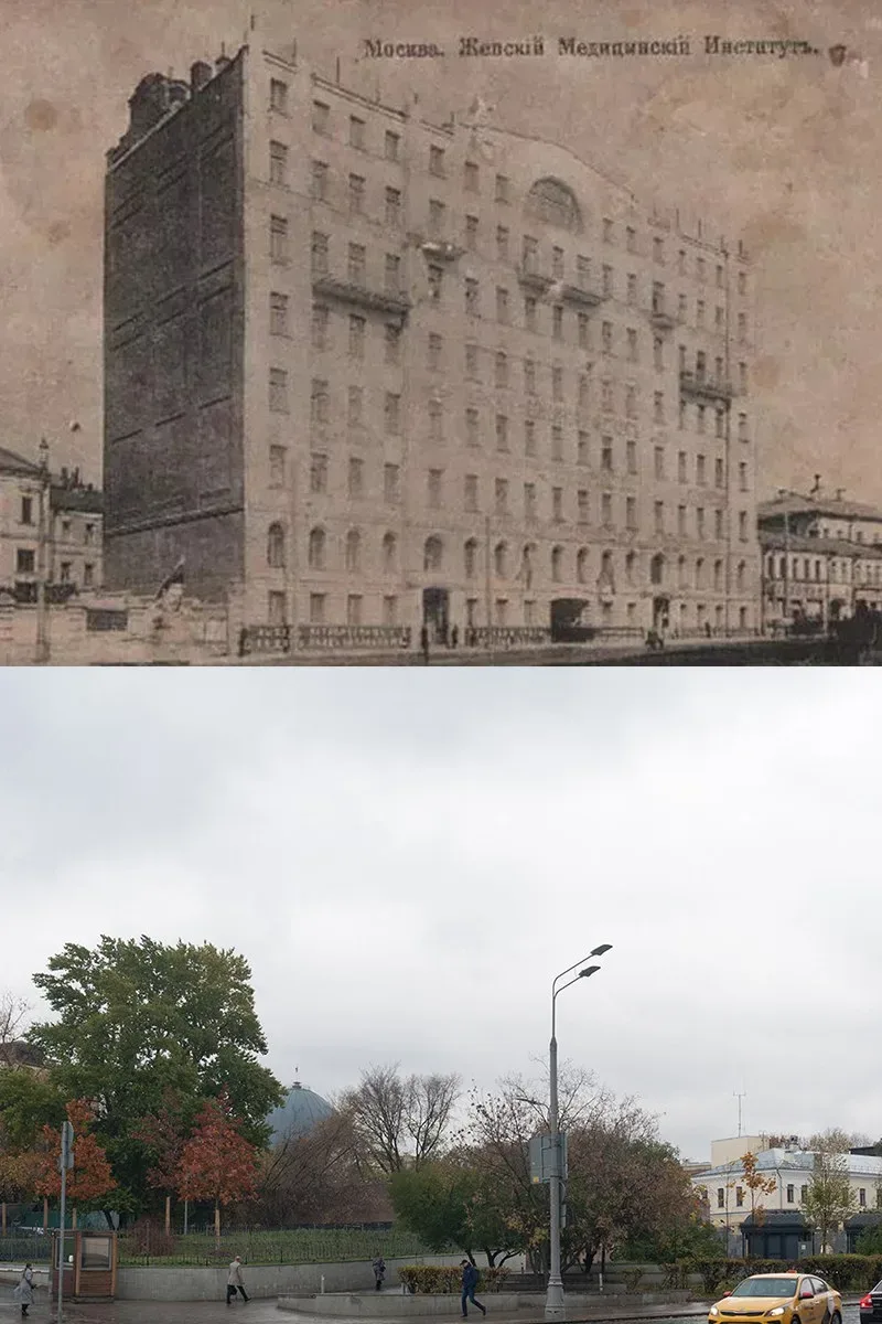 📍Место, где стоял Женский медицинский институт.   1908/2025 год.  💡На верхнем фото Женский медицинск